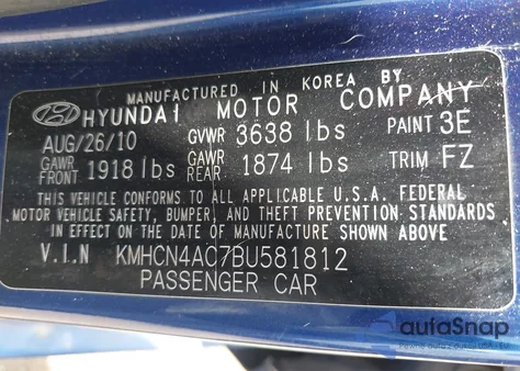 2011 Hyundai Accent Gls from USA, damaged, VIN KMHCN4AC7BU581812